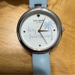Kate Spade Light Blue Leather Watch with Silver Case